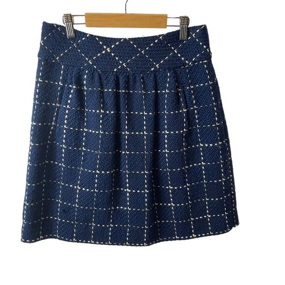 Anthropologie Meave Converging Bits Blue White Wool Skirt Size 6 - Picture 1 of 8